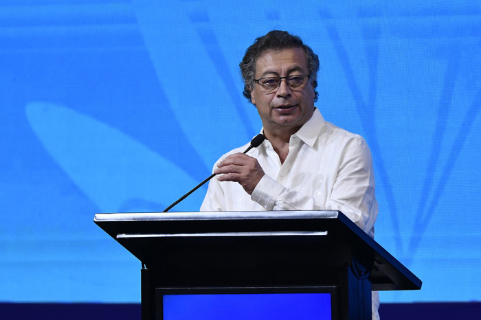 President Gustavo Petro of Colombia addresses the attendees during the high level sessions at day nine as part of the 'COP16:Peace With Nature' at Valle Del Pacífico Event Center on Oct. 29, 2024, in Cali, Colombia. 