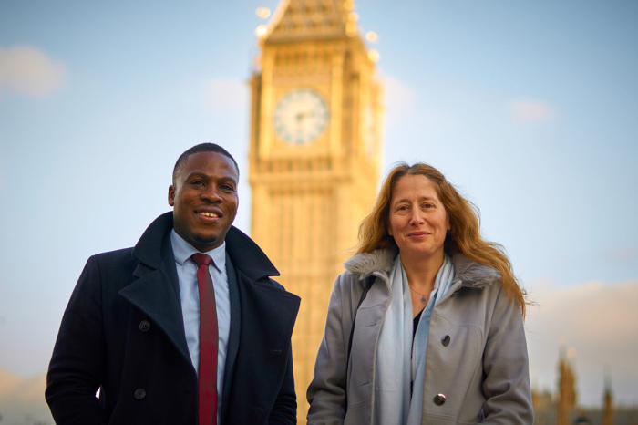 Jeremiah Igunnubole, legal counsel for ADF UK, with Isabel Vaughan-Spruce.