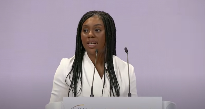 U.K. Conservative Party leader Kemi Badenoch speaks at the Alliance for Responsible Citizenship conference in London, England, on Feb. 17, 2025. 