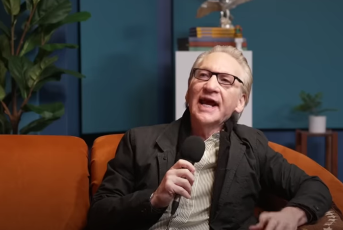 Comedian Bill Maher appears on an episode of the 'Pod Save America' podcast, Feb. 23, 2025. 