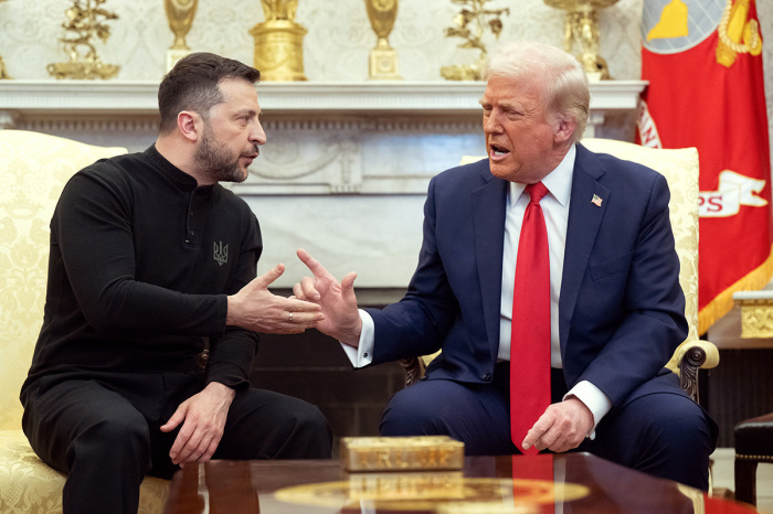 U.S. President Donald Trump and Ukraine's President Volodymyr Zelensky meet in the Oval Office of the White House in Washington, D.C., Feb. 28, 2025. Zelensky and Trump openly clashed in the White House on Feb. 28 at a meeting where they were due to sign a deal on sharing Ukraine's mineral riches and discuss a peace deal with Russia. 'You're not acting at all thankful. It's not a nice thing,' Trump said. 'It's going to be very hard to do business like this,' he added.