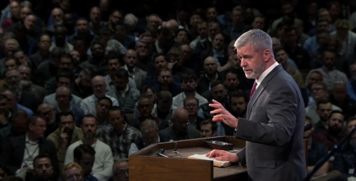 Paul Washer preaches before the Shepherd's Conference at Grace Community Church of Sun Valley, California, on Friday, March 7, 2025.