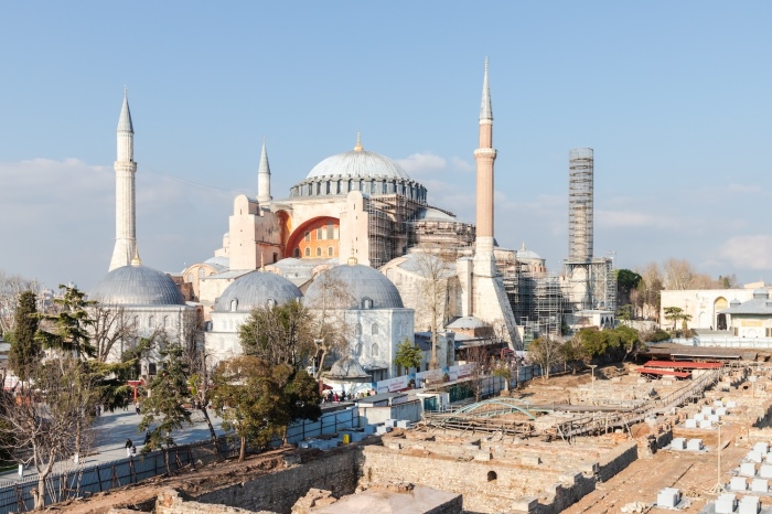 Hagia Sophia, the great cathedral under the Romans and Byzantines, in Istanbul, Turkey. 