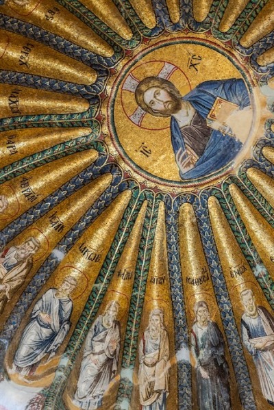 A mosaic of Christ Pantocrator, or Christ the Almighty, at Kariye Mosque in Istanbul, Turkey.