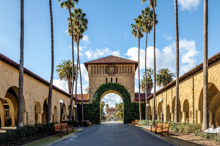 Gate to the Main Quad at Stanford University Campus in Palo Alto, California, on Jan. 11, 2017. 