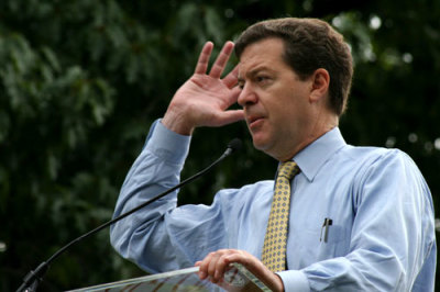 Sen. Sam Brownback (R-Kan.)speaks at the Aglow International prayer gathering on Capitol Hill on Saturday, Sept. 27, 2008 in Washington, D.C.