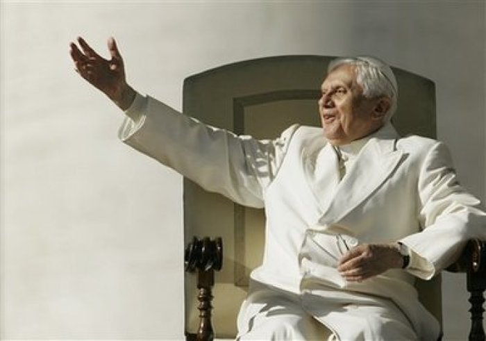 Pope Benedict XVI delivers his blessing during a general audience in St. Peter's square at the Vatican, Wednesday, Nov. 19, 2008.