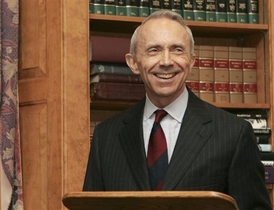 In this photo taken July 9, 2008, U.S. Supreme Court Justice David Souter, smiles after speaking during a dedication ceremony at the State Supreme Courthouse in Concord, N.H.