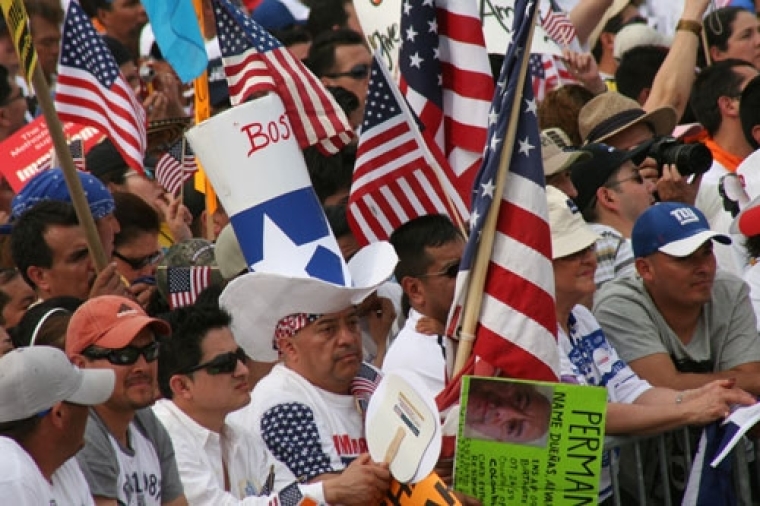 Participants at the pro-immigration reform rally at the National Mall on Sunday, March 21, 2010 in Washington, D.C.