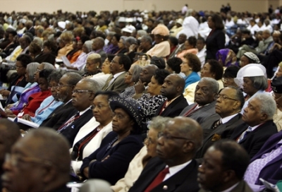 In this file photo, congregants attend the National Baptist Convention USA meeting in Memphis, Tennessee, on September 10, 2009.