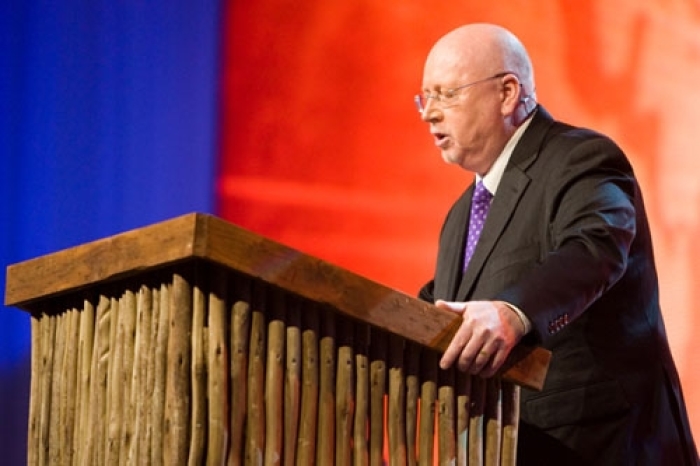 Geoff Tunnicliffe, international director of the World Evangelical Alliance, prays at the opening ceremony of Lausanne III: Congress on World Evangelization on Sunday, Oct. 17, 2010, in Cape Town, South Africa.