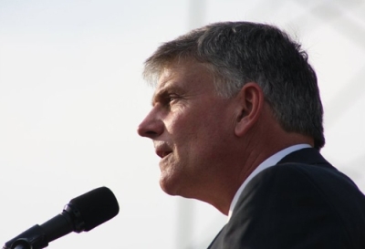 Franklin Graham delivers a message a hope to tens of thousands of Haitians at the Festival of Hope in Port-Au Prince, Haiti, on Jan. 9, 2011.