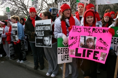 Pro-lifers participate in the 2011 March for Life in Washington, D.C., on Monday, Jan. 24.