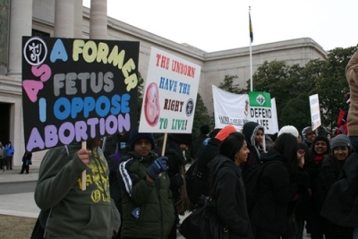 Pro-lifers participate in the 2011 March for Life in Washington, D.C., on Monday, Jan. 24.