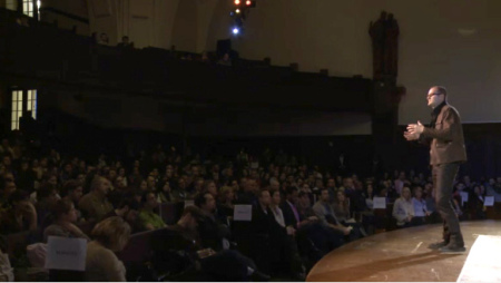 Author Rob Bell speaks in New York City at the launch of his book tour, Monday, March 15, 2011. <em>Love Wins: A Book About Heaven, Hell, and the Fate of Every Person Who Ever Lived</em> releases Tuesday.