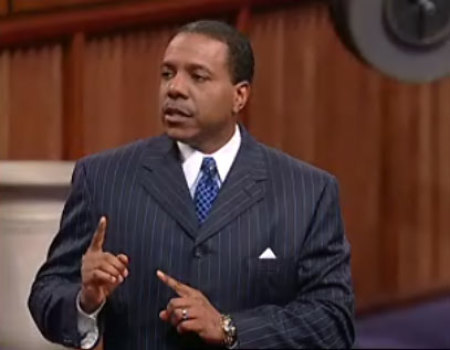 Creflo Dollar preaches on June 5, 2011, at World Changers Church International in College Park, Ga.