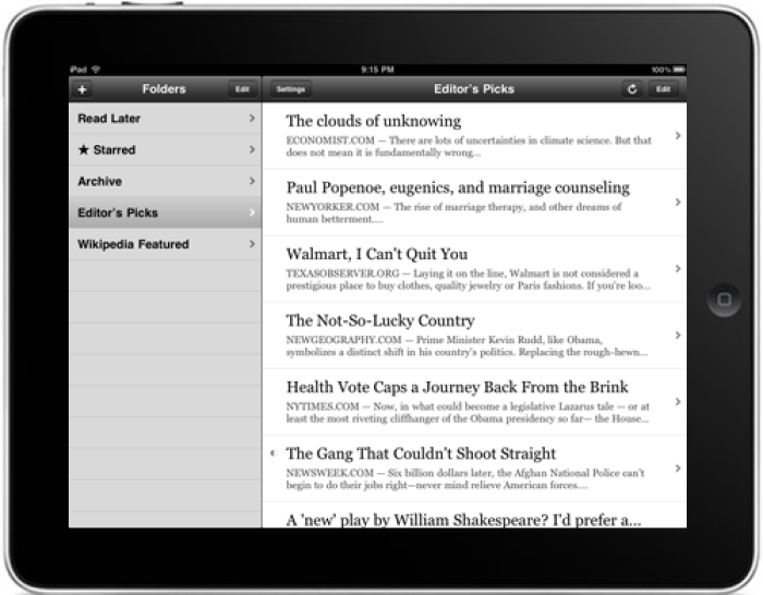 Screenshot of Instapaper App