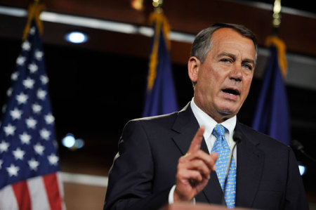 U.S. House Speaker John Boehner (R-OH) comments on talks aimed at averting a looming U.S. debt default, at the U.S. Capitol in Washington, July 11, 2011.