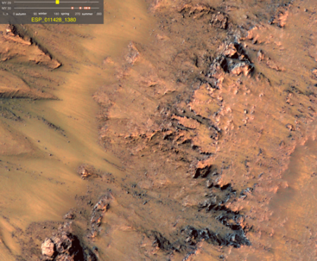 Warm-Season Flows on Slope in Newton Crater