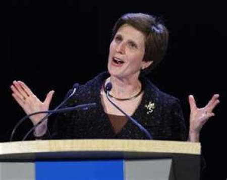 Irene Rosenfeld, chairman and CEO of Kraft Foods, speaks during the World Business Forum in New York October 7, 2009 file photo.