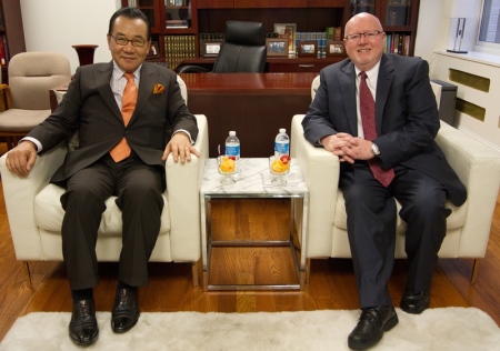 The World Evangelical Alliance has confirmed the date of its next General Assembly as October 27 to 31, 2014 at the Asem Hall Coex Convention Center in Seoul. WEA CEO/Secretary General Dr Geoff Tunnicliffe(R) welcomed the Christian Council of Korea President Ja Yeon Kiel (L) to the WEA HQ in New York September 9, 2011