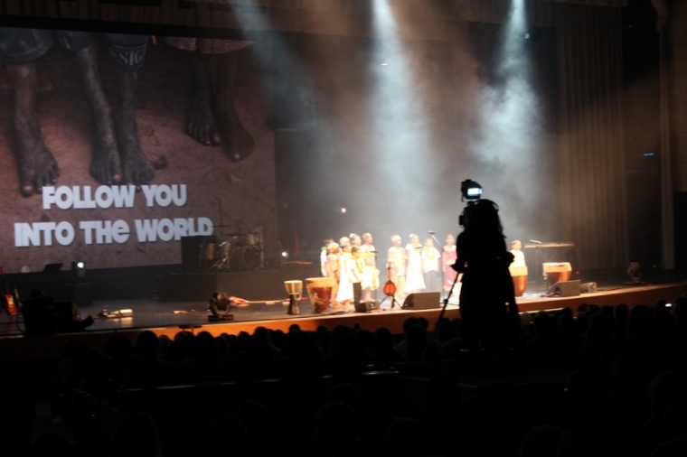 Hundreds of kids and teenagers gathered at the annual “New Year’s Aid” party at McLean Bible Church in Vienna, Virginia. The performers are the International Children's Choir.