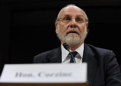 Former MF Global Chief Jon Corzine testifies before a House Financial Services Committee Oversight and Investigations Subcommittee hearing on the collapse of MF Global, at the Capitol in Washington, December 15, 2011.