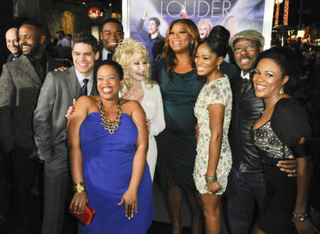 Cast members pose for photographers at the Hollywood premiere of 'Joyful Noise' in Los Angeles, Calif., Jan. 9, 2012.