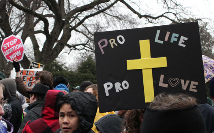 Pro-lifers demonstrate in the 39th Annual March for Life in Washington, D.C., Jan. 23, 2012.