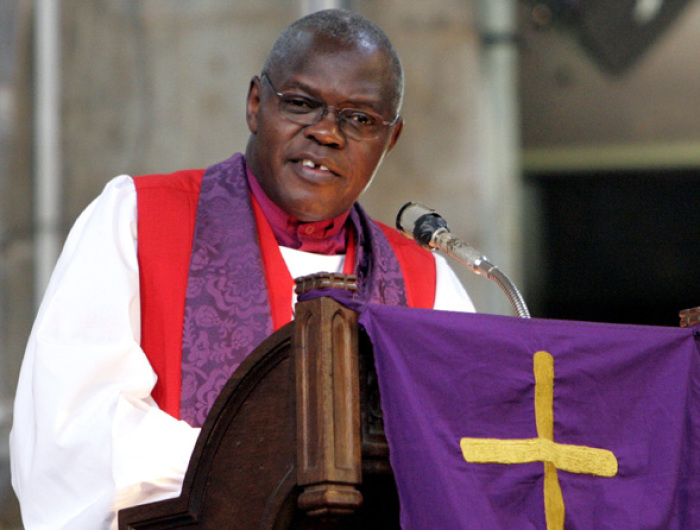 John Sentamu, the Archbishop of York, addresses worshipers at the All Saints Cathedral in Nairobi, Kenya, February 10, 2008, in this file photo.