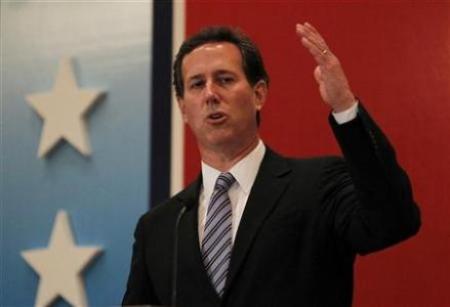 U.S. Sen. Rick Santorum (R-PA) and Republican presidential candidate speaks in Miami, Florida January 27, 2012.