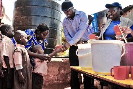 Rapper 50 Cent volunteered with the World Food Programmed on a recent trip to Somalia to help fulfill his goal of feeding 1 million starving people. This photo was released on WFP's Facebook page Feb. 9, 2012.