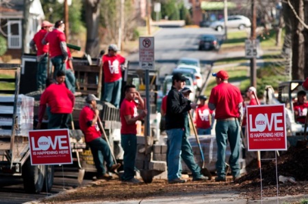 Volunteers from Elevation Church take part in community service acts for Love Week, Feb. 11-19, 2012.