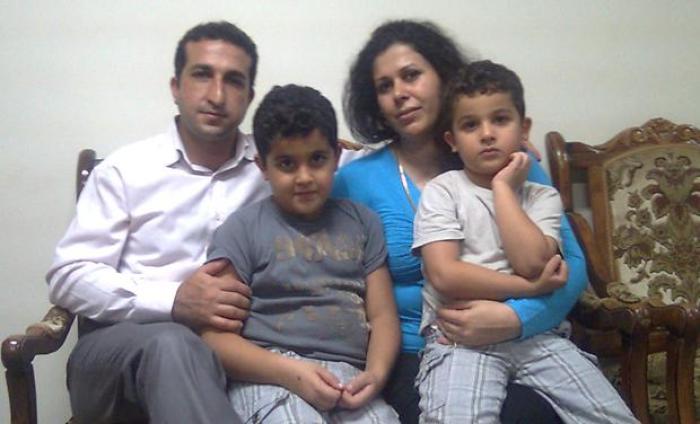 Christian pastor Youcef Nadarkhani with his wife, Tina Pasindedih, and his two sons, Daniel, age 9, and Yoel, age 7.