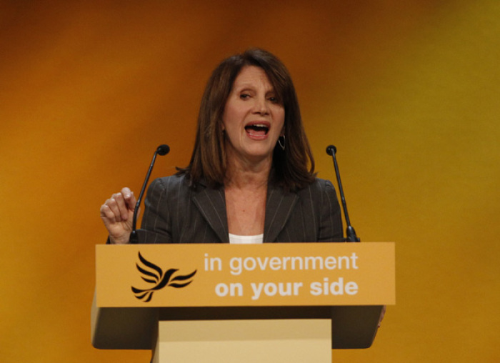 Member of Parliament (MP) Lynne Featherstone speaks during the Liberal Democrats autumn conference in Birmingham, central England, September 17, 2011. Equalities Minister Lynne Featherstone outlined plans to consult on legalising same-sex marriages.