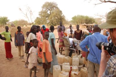 People of a village in southern Darfur, a region in western Sudan. The photo was taken by a missionary of Persecution Projects Foundation, a Christian advocacy group.