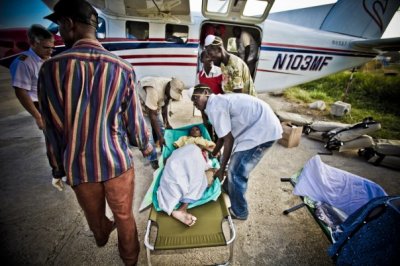 The Mission Aviation Fellowship (MAF) Kodiak is seen in this Jan. 2010 photo after safely reaching Haiti. As MAF reveals on its Facebook page: 'After unloading relief supplies, the plane was quickly put to work. Its first flight was transporting four earthquake victims in need of closed fracture surgery to the hospital in Pignon.'