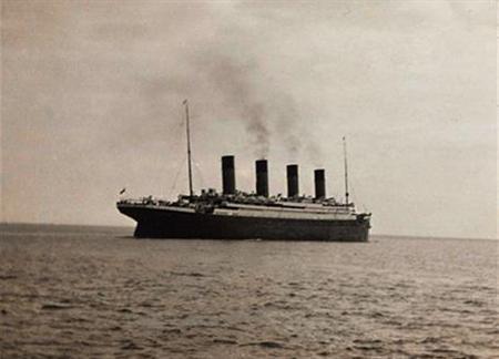 A photo of the Titanic, thought to be the last known image of the ship, as she sets sail from Queenstown for New York. The White Star liner, touted as 'unsinkable,' sank in 1912 with the loss of 1,523 lives.