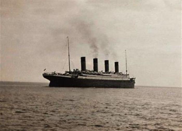 A photo of the Titanic, thought to be the last known image of the ship, as she sets sail from Queenstown for New York. The White Star liner, touted as 'unsinkable', sank in 1912 with the loss of 1,523 lives.