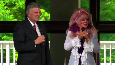 BGEA's Franklin Graham co-hosted the 'Praise the Lord' show on Trinity Broadcasting Network (TBN)with the network's co-founder, Jan Crouch, on May 9, 2012.