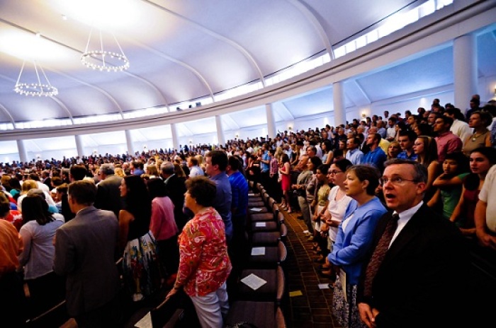 The Anglican congregation of The Falls Church worships for the last time at the Falls Church property in Virginia on May 13, 2012.