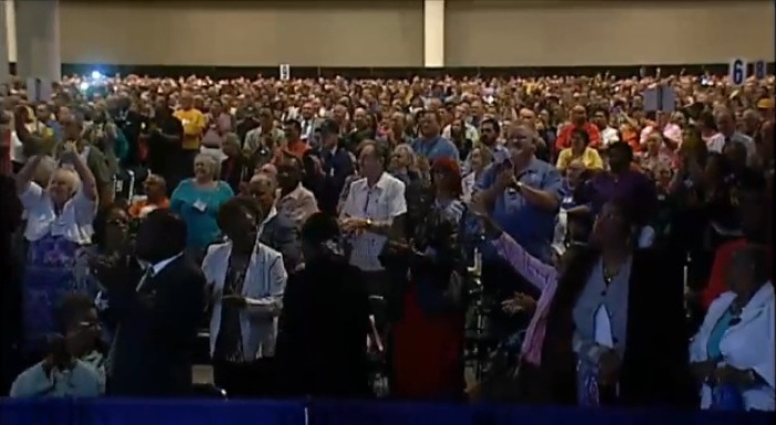 Around 8,000 delegates to the SBC Annual Meeting in New Orleans gave a standing ovation for Fred Luter when his election as president of the Convention was announced.