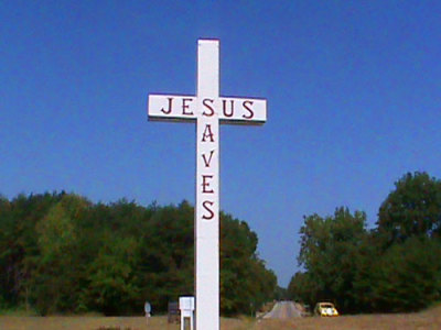 A cross erected in 2010 by members of Faith Community Church of Dugger, Indiana.