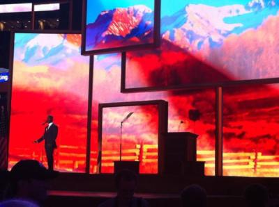 Jonathan Steitz tweeted a photo of gospel singer Bebe Winans's 'America, America' performance at the Republican National Convention in Tampa, Fla., Aug. 30, 2012, writing,'Amazing! I'm proud to be an American!'