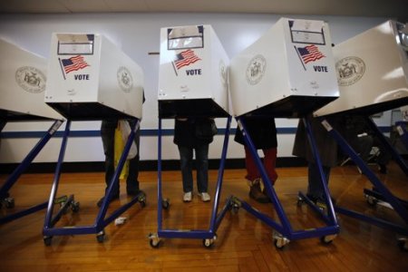 People vote during the U.S. presidential election at a displaced polling center in the Coney Island section of Brooklyn, New York, November 6, 2012. 