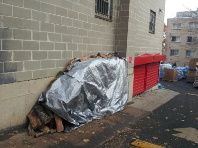 A picture showing the goods being given out to victims of Hurricane Sandy