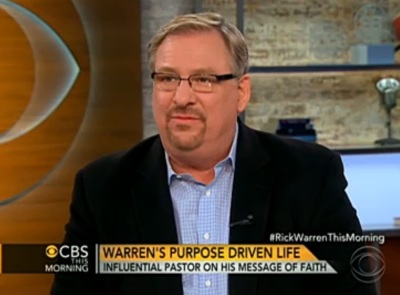 Pastor Rick Warren appearing on CBS show 'This Morning' on Tuesday, Nov. 27, 2012.