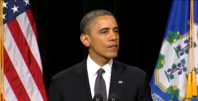 President Obama speaks at the Interfaith Prayer Vigil for victims' families of the Sandy Hook Elementary School shooting in Newtown, Conn., on Dec. 17, 2012.