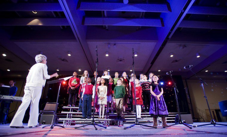 The FCDS Give Me the Beat Children's Choir sings under the direction of Beth Frack at Christmas for the City in Winston-Salem, N.C., Dec. 19, 2012.