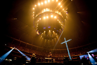 The main stage for the Passion 2013 conference in Atlanta, Georgia, on January 1, 2013. More than 60,000 college students have gathered for the four-day event - the largest single gathering of the movement in North America thus far.